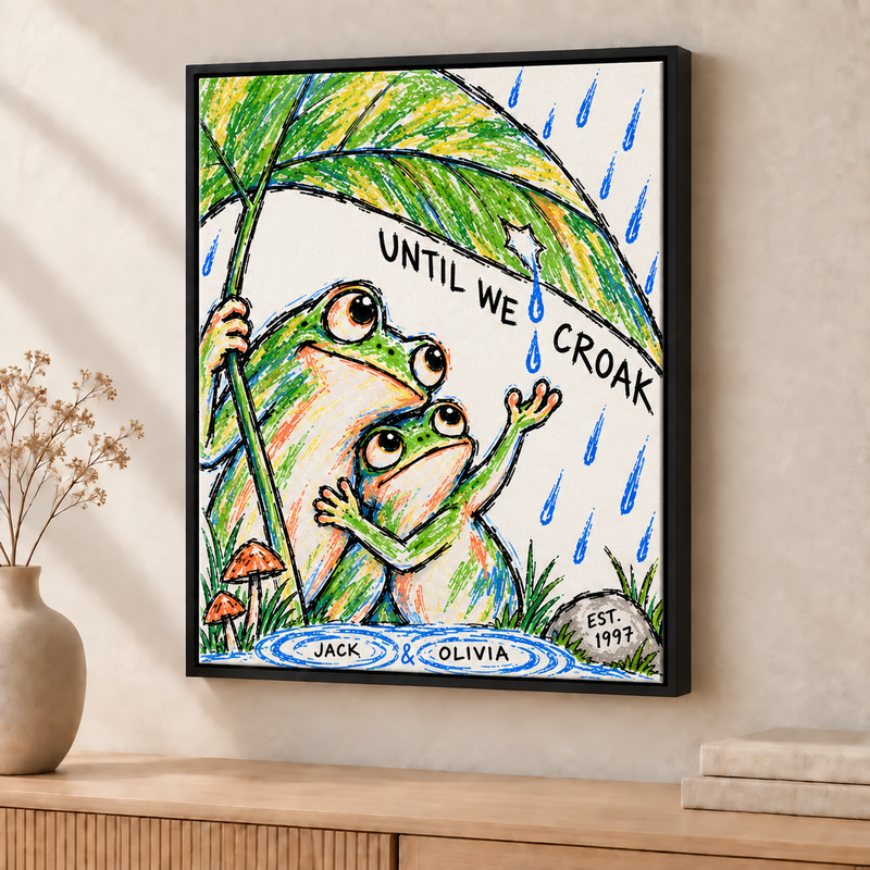 Personalized Until We Croak Frog Couple Canvas Wall Art