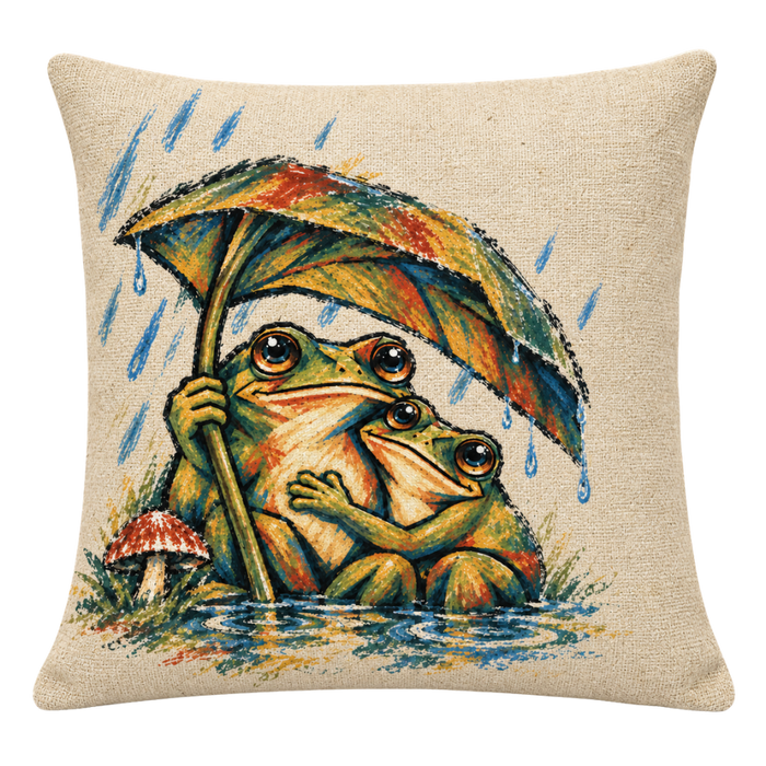 Until We Croak Frog Couple Woven Throw Pillow