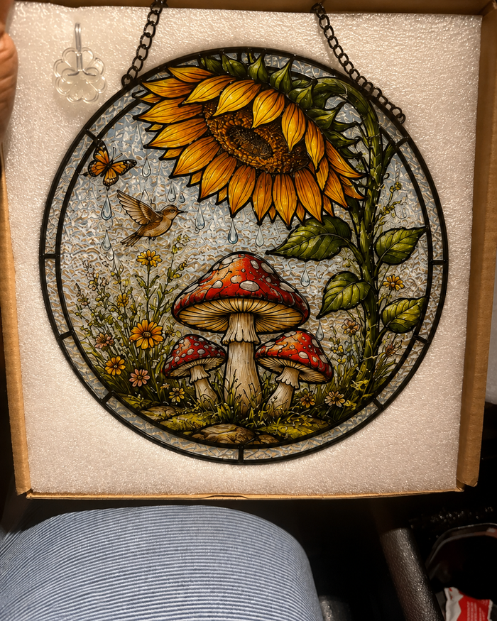 Customer photo β Sunflower Mushroom Stained Glass Suncatcher