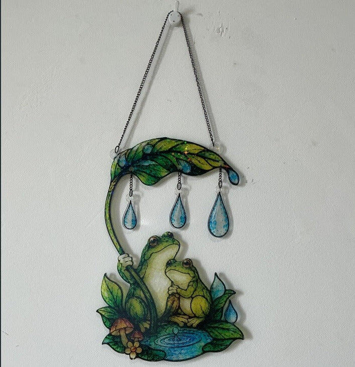 Customer photo β Frog Couple & Leaf Umbrella Holographic Acrylic Suncatcher
