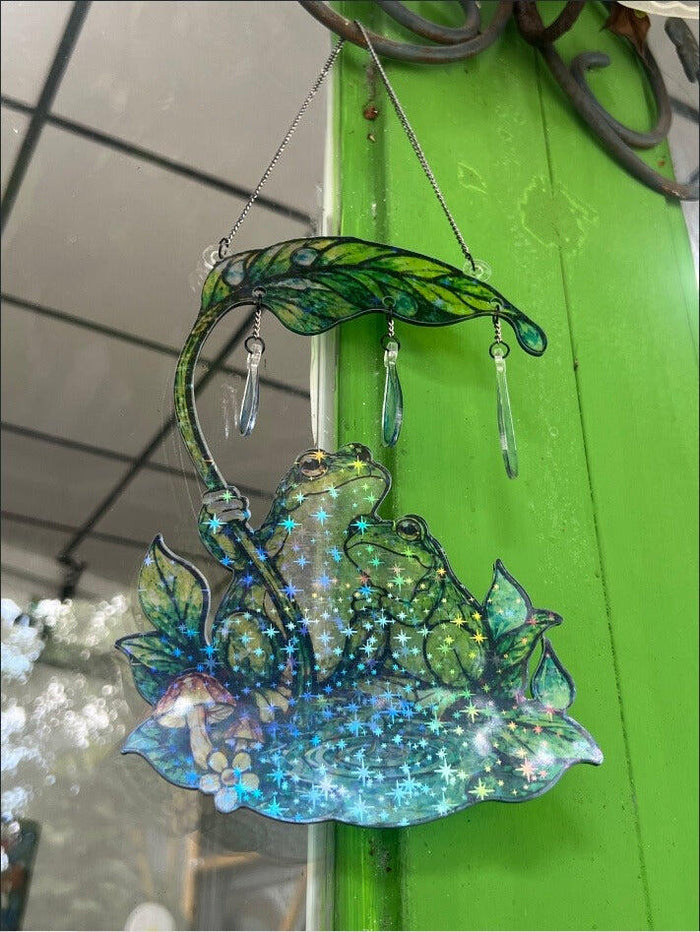 Customer photo β Frog Couple & Leaf Umbrella Holographic Acrylic Suncatcher