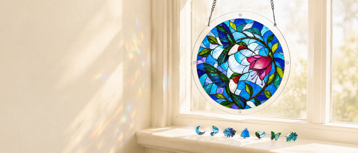 Hummingbird acrylic puzzle suncatcher