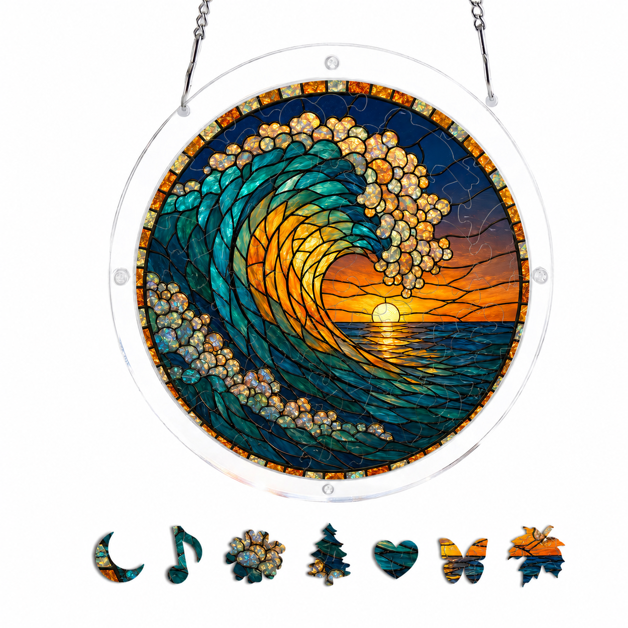 Ocean Wave Puzzle Suncatchers