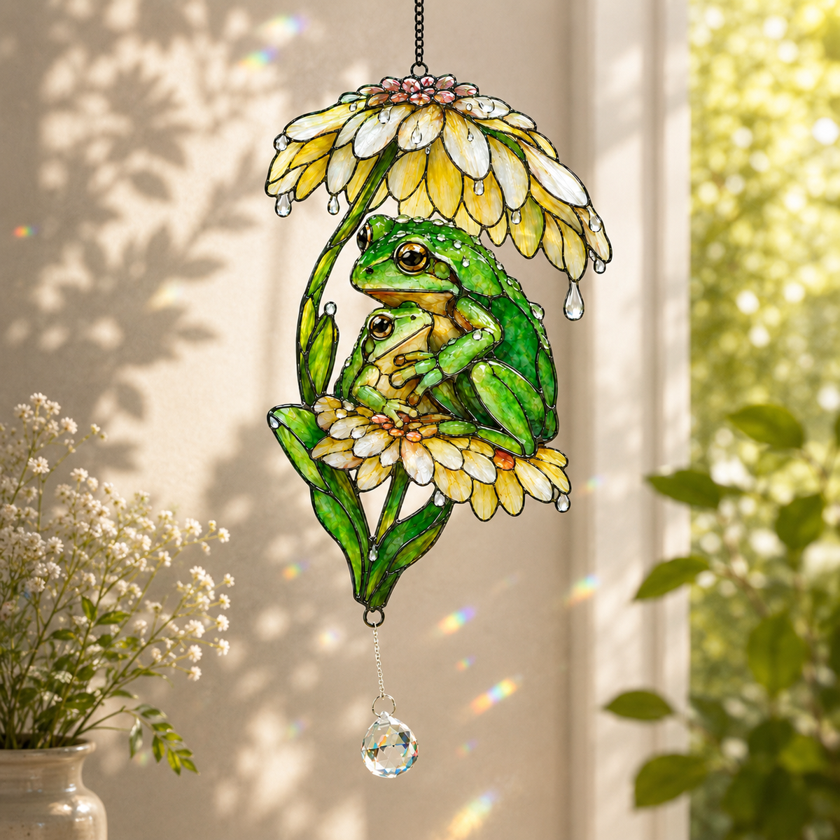 4th anniversary gift — floral pair suncatcher