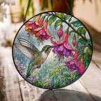 Hummingbird & Fuchsia Stained Glass Suncatcher