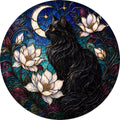 Personalized black cat memorial acrylic puzzle suncatcher stained glass style design