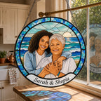 Personalized Ocean Photo Stained Glass Suncatcher
