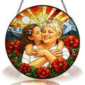 Personalized Poppy Sunrise Photo Stained Glass Suncatcher