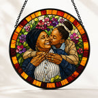 Personalized Floral Mosaic Photo Stained Glass Suncatcher