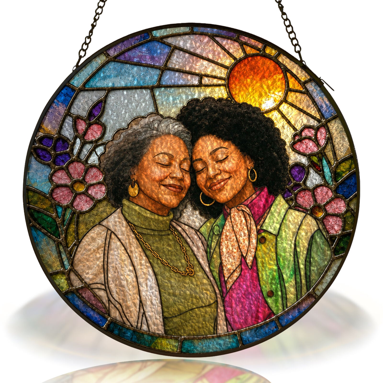 Personalized Blossom Sunrise Photo Stained Glass Suncatcher