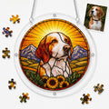 Personalized dog memorial acrylic puzzle suncatcher stained glass style design
