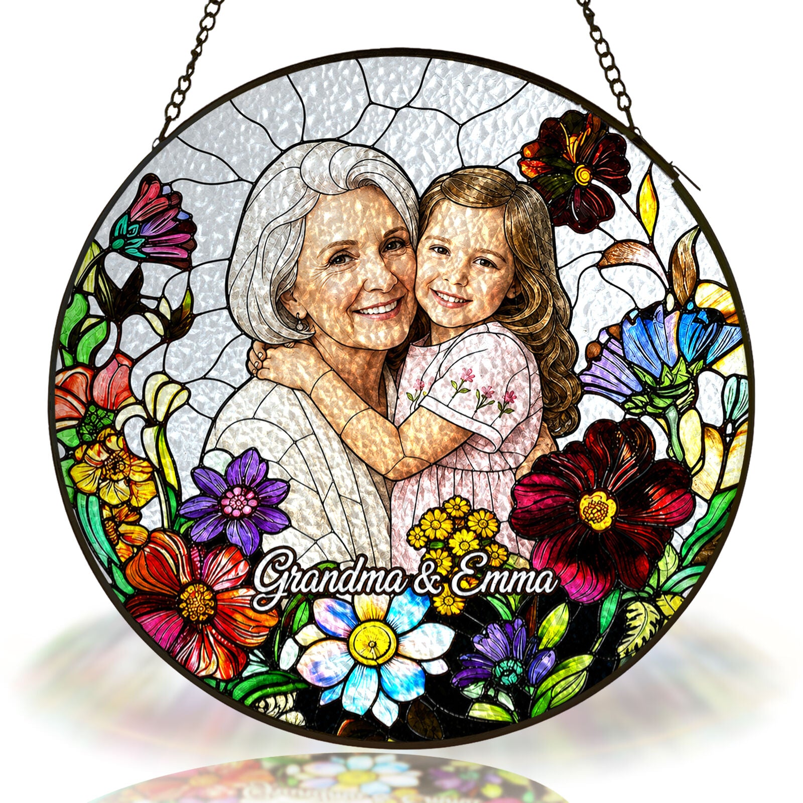 Personalized Wildflower Photo Stained Glass Suncatcher