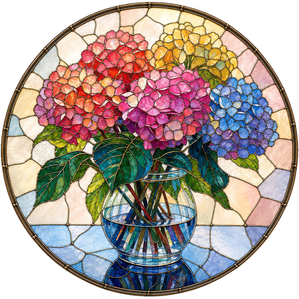 Blushing Hydrangea Acrylic Puzzle Suncatcher