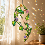 Frog Couple on Flower Vine Holographic Acrylic Suncatcher