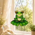 Frog & Snail Friends on Leaf Holographic Acrylic Suncatcher