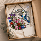 Personalized Nanny's Garden Hummingbird Holographic Acrylic Suncatcher