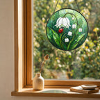 Ladybug & Lily of the Valley Stained Glass Suncatcher
