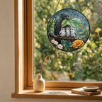 Sheltering Bird Family Stained Glass Suncatcher