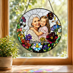 Personalized Wildflower Photo Stained Glass Suncatcher