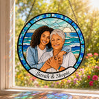 Personalized Ocean Photo Stained Glass Suncatcher