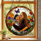 Personalized Butterfly Garden Photo Stained Glass Suncatcher