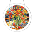 Cottage Red Poppy Acrylic Puzzle Suncatcher