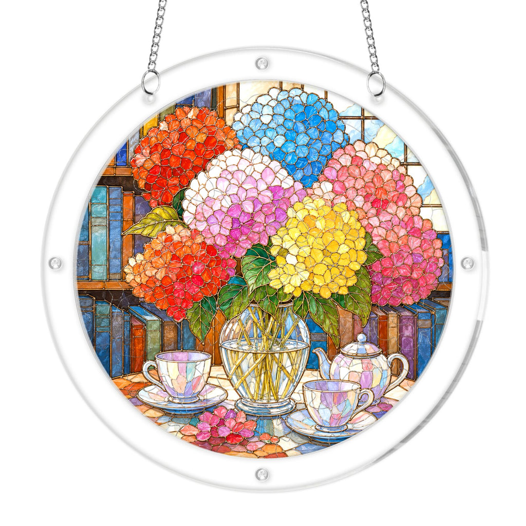 Rainbow Hydrangea Acrylic Puzzle Suncatcher