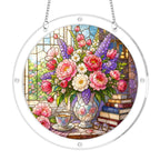 Peony &amp; Larkspur Acrylic Puzzle Suncatcher