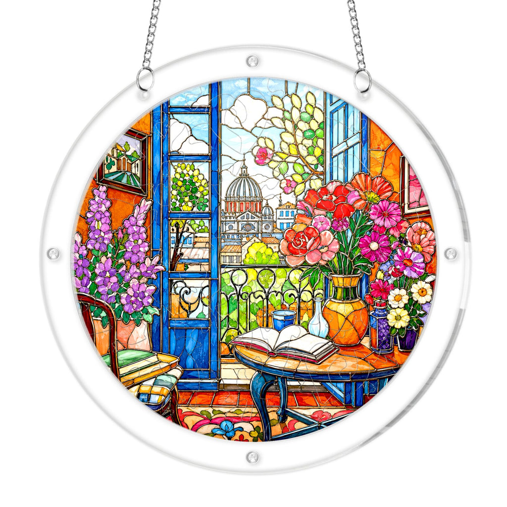 Floral Garden Window Acrylic Puzzle Suncatcher