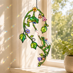Frog Couple on Flower Vine Holographic Acrylic Suncatcher
