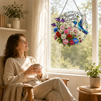 Personalized Nanny's Garden Hummingbird Holographic Acrylic Suncatcher