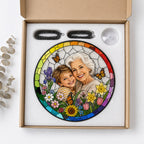 Personalized Rainbow Garden Photo Stained Glass Suncatcher
