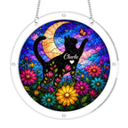 Cat memorial acrylic puzzle suncatcher on a clear round frame