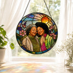 Personalized Blossom Sunrise Photo Stained Glass Suncatcher