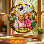 Personalized Spring Garden Photo Stained Glass Suncatcher