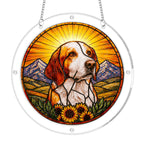 Dog memorial acrylic puzzle suncatcher on a clear round frame