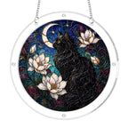Black cat memorial acrylic puzzle suncatcher on a clear round frame
