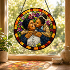 Personalized Floral Mosaic Photo Stained Glass Suncatcher