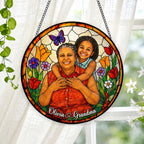Personalized Butterfly Garden Photo Stained Glass Suncatcher