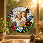 Personalized Wildflower Photo Stained Glass Suncatcher