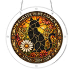 Cat memorial acrylic puzzle suncatcher on a clear round frame