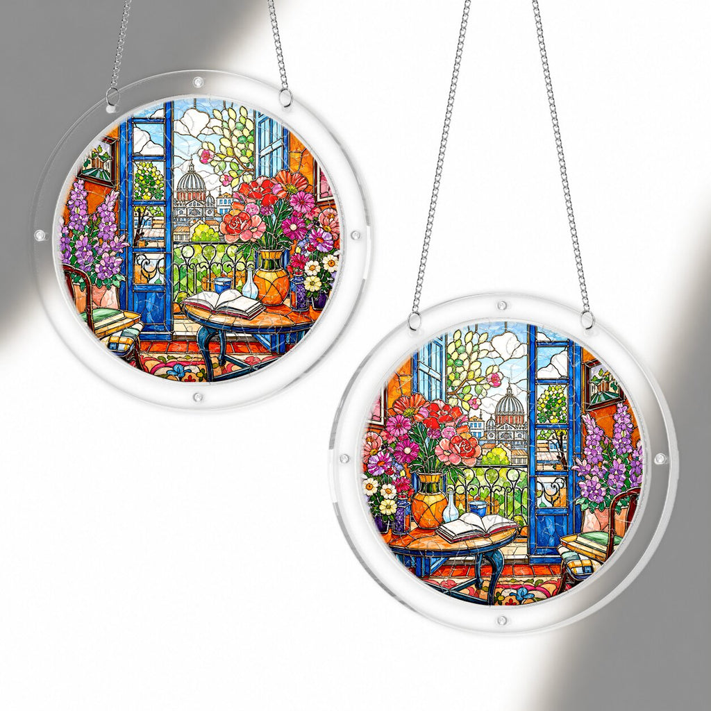Floral Garden Window Acrylic Puzzle Suncatcher