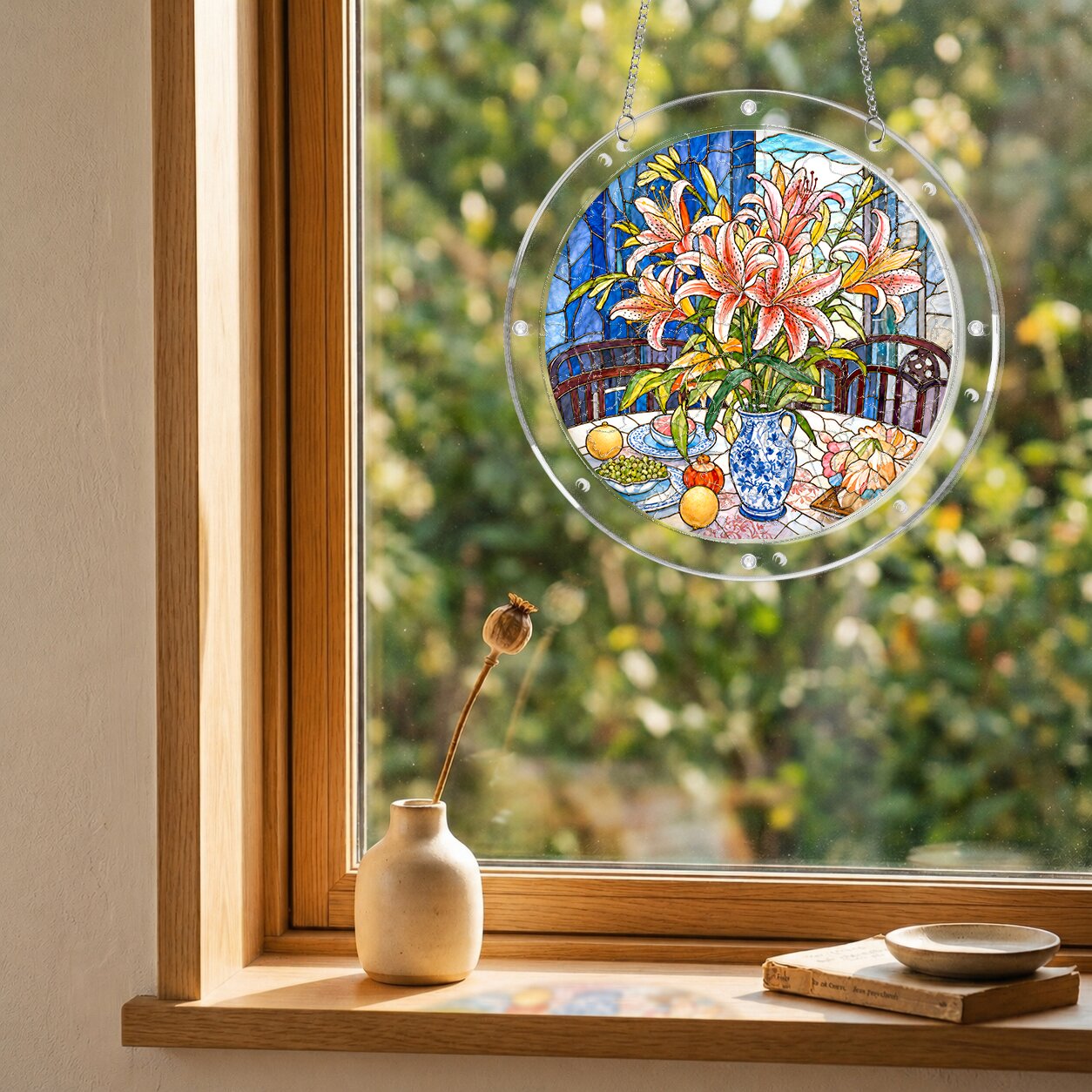 Pink Stargazer Lily Acrylic Puzzle Suncatcher