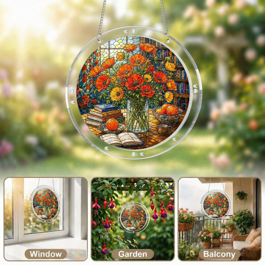 Golden Poppy Acrylic Puzzle Suncatcher