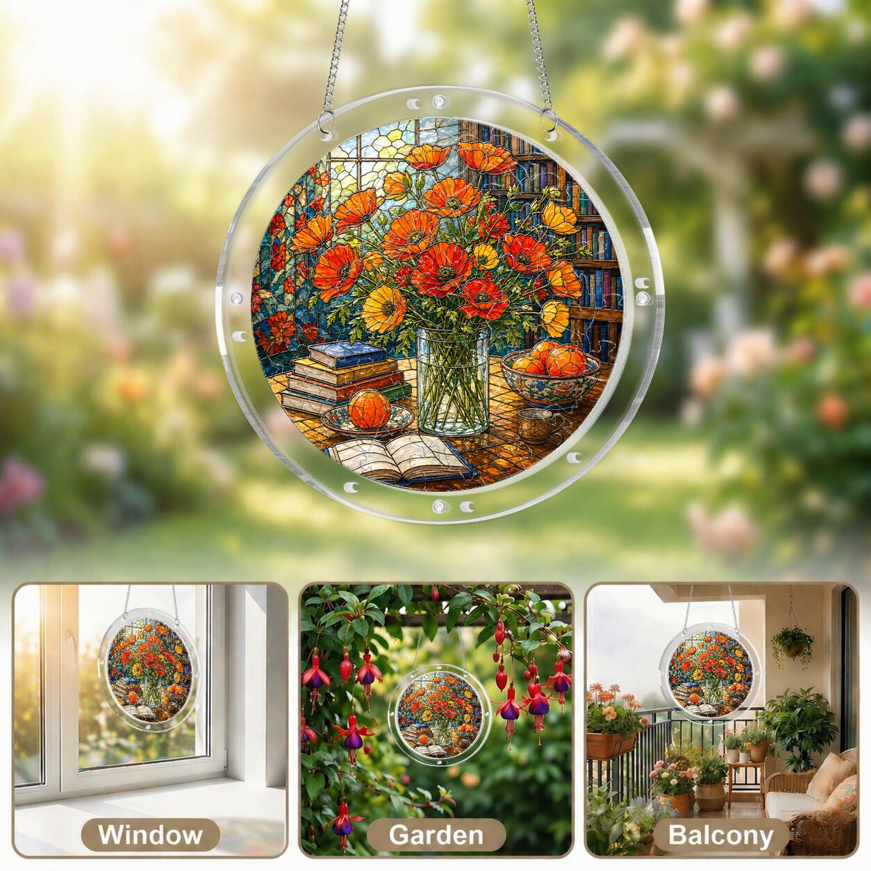 Golden Poppy Acrylic Puzzle Suncatcher