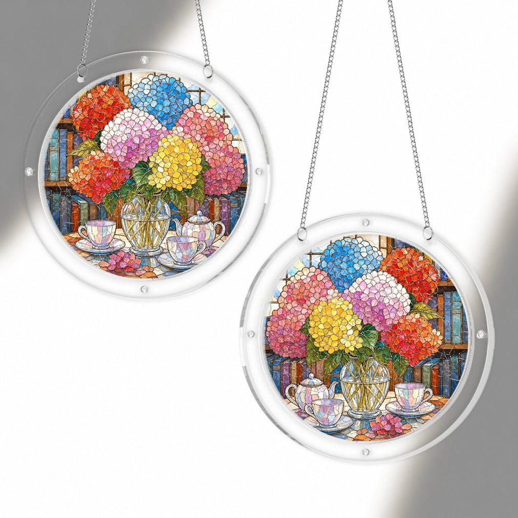 Rainbow Hydrangea Acrylic Puzzle Suncatcher