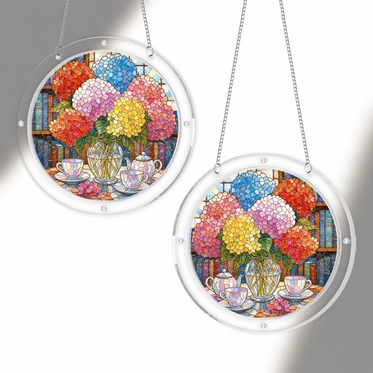 Rainbow Hydrangea Acrylic Puzzle Suncatcher
