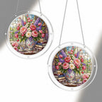 Peony &amp; Larkspur Acrylic Puzzle Suncatcher