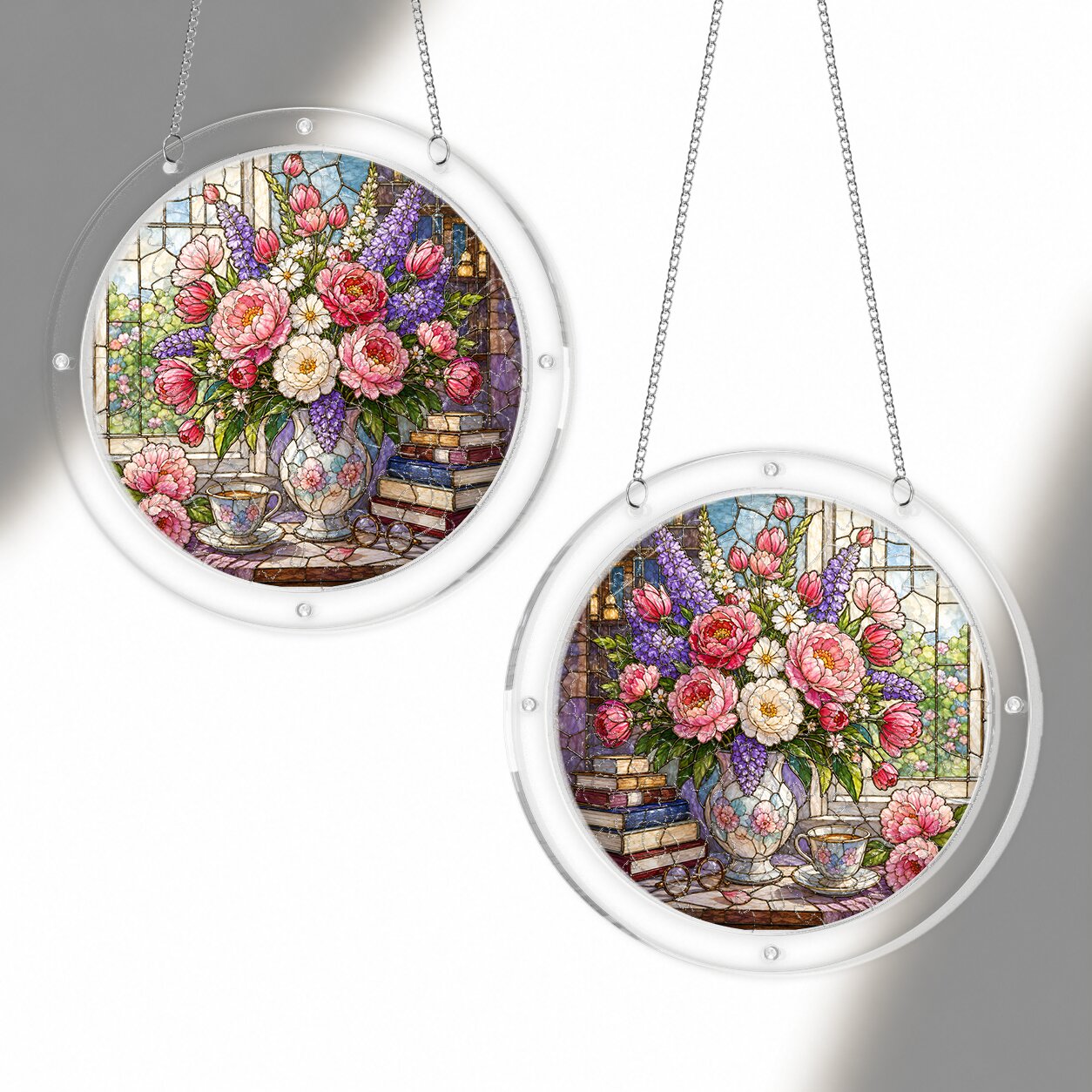 Peony &amp; Larkspur Acrylic Puzzle Suncatcher