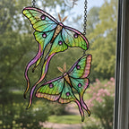 Personalized Luna Moth Couple Holographic Acrylic Suncatcher